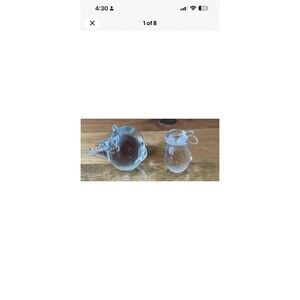 Clear Glass Bunny & Pig Sculpture Paperweight 2.5” Tall Ears Adorable Set Of 2